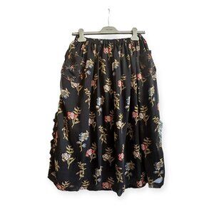 COMME DES‎ GARÇONS Tricot  Floral Print/Cable knit Midi Skirt, One size